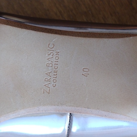 Zara Rose Gold Metallic Block Heel Pumps Square Toe Size 40 US 9 Wedding - Picture 10 of 11